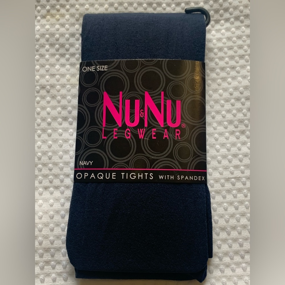 Nu&Nu Legwear Opaque Tights with Spandex. Color: Navy (2 pair)